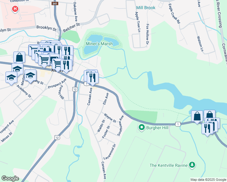 map of restaurants, bars, coffee shops, grocery stores, and more near 201 Nova Scotia Trunk 1 in Kentville