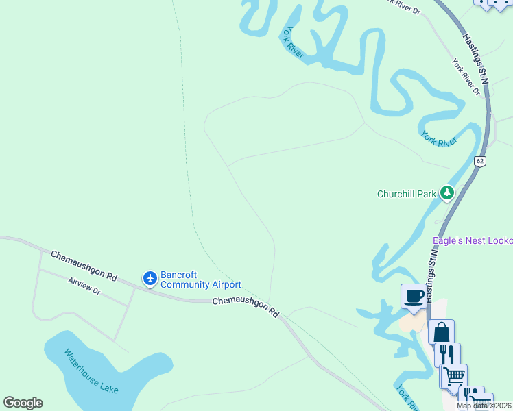 map of restaurants, bars, coffee shops, grocery stores, and more near 42 Nicklaus Drive in Bancroft