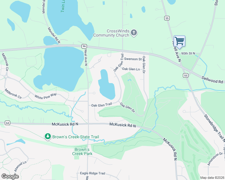 map of restaurants, bars, coffee shops, grocery stores, and more near 2010 Oak Glen Trail in Stillwater