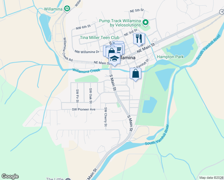 map of restaurants, bars, coffee shops, grocery stores, and more near in Willamina