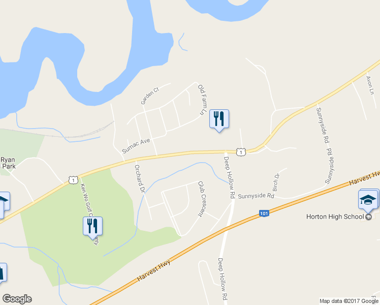 map of restaurants, bars, coffee shops, grocery stores, and more near 9659 Commercial Street in Kings County