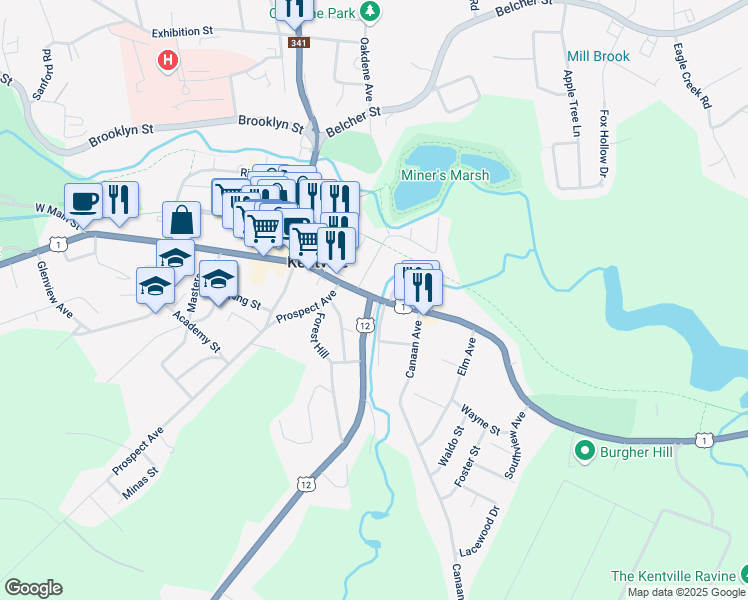 map of restaurants, bars, coffee shops, grocery stores, and more near 6 Chester Avenue in Kentville