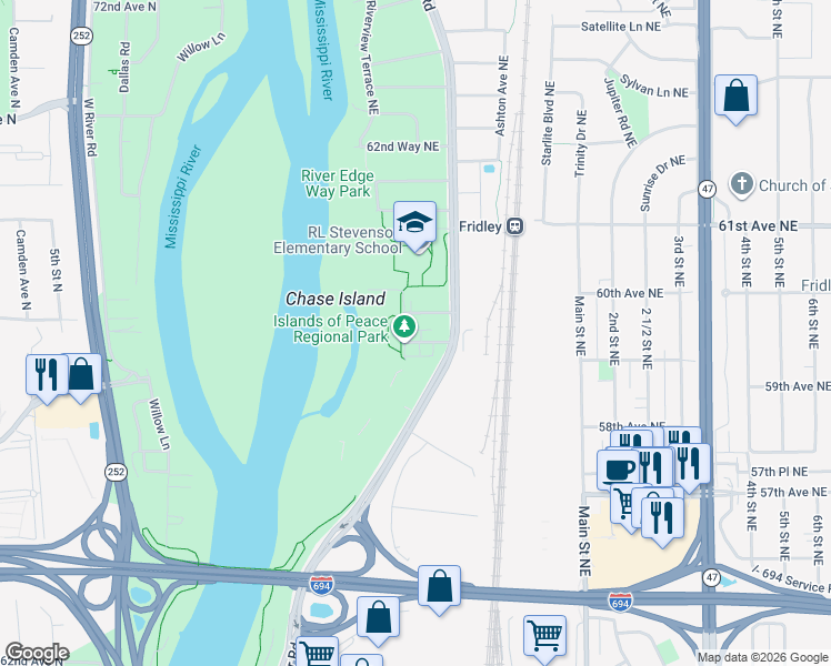 map of restaurants, bars, coffee shops, grocery stores, and more near 142 Charles Street Northeast in Minneapolis