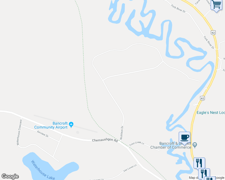 map of restaurants, bars, coffee shops, grocery stores, and more near 48 Nicklaus Drive in Bancroft