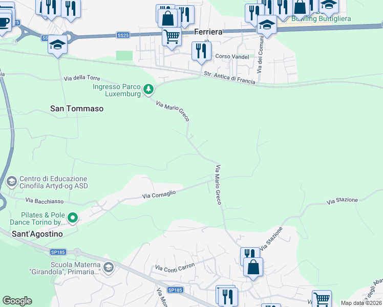 map of restaurants, bars, coffee shops, grocery stores, and more near 2 Strada del Picat in Buttigliera Alta