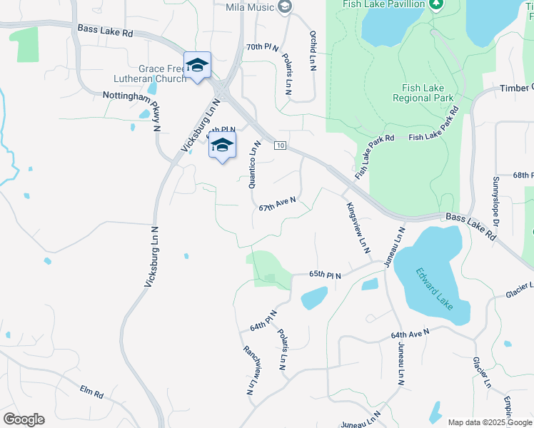 map of restaurants, bars, coffee shops, grocery stores, and more near 15379 67th Avenue North in Osseo