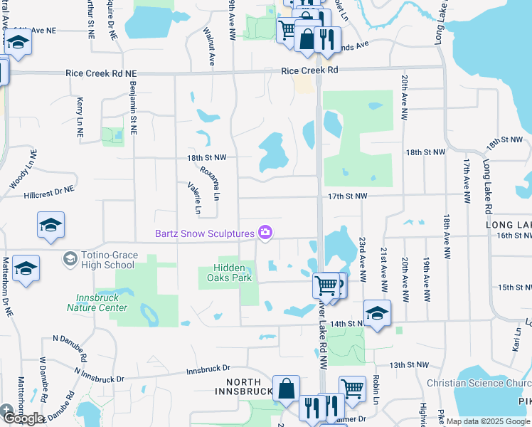 map of restaurants, bars, coffee shops, grocery stores, and more near 2748 16th Terrace Northwest in New Brighton