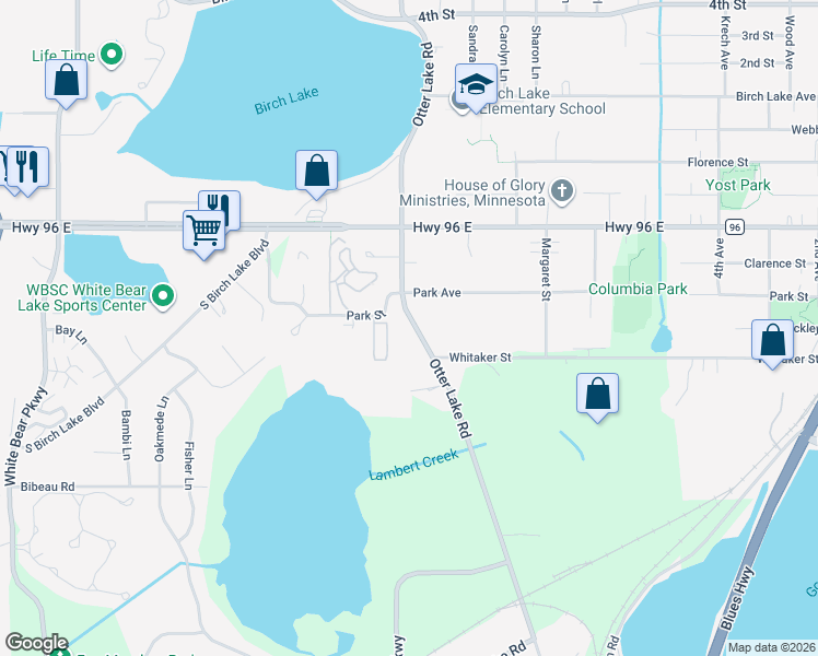 map of restaurants, bars, coffee shops, grocery stores, and more near 4477 Otter Lake Road in Saint Paul