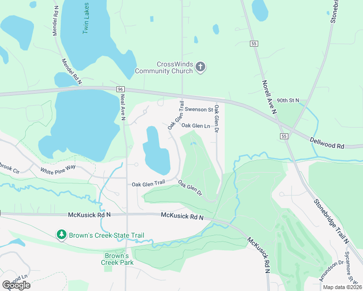 map of restaurants, bars, coffee shops, grocery stores, and more near 2151 Oak Glen Trail in Stillwater