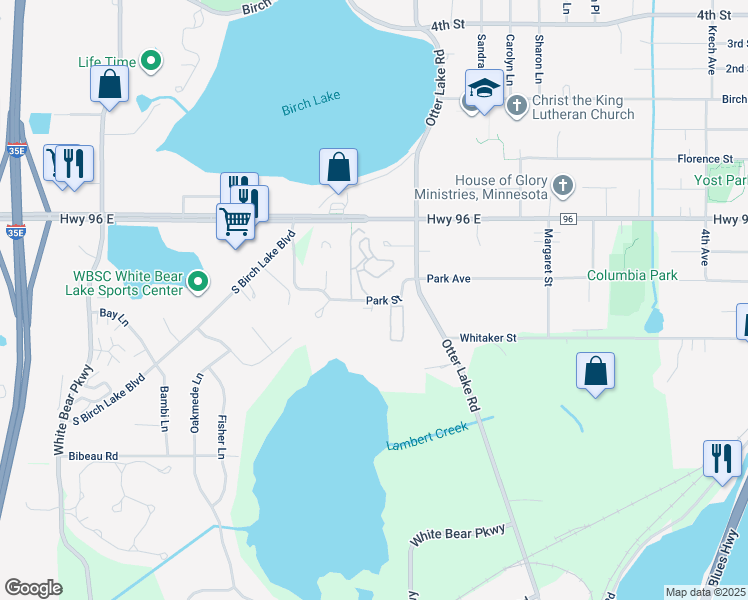 map of restaurants, bars, coffee shops, grocery stores, and more near 1449 Park Avenue in Saint Paul