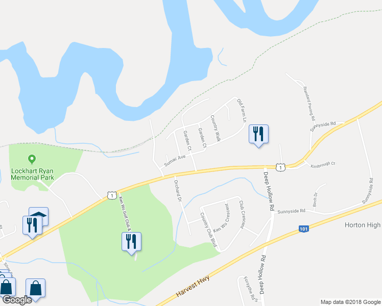 map of restaurants, bars, coffee shops, grocery stores, and more near 1113 Garden Court in New Minas