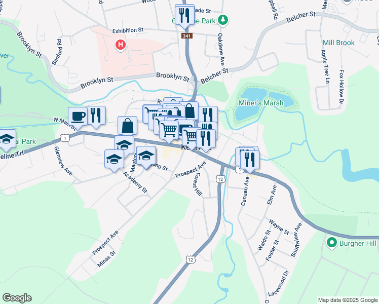 map of restaurants, bars, coffee shops, grocery stores, and more near 354 Main Street in Kentville