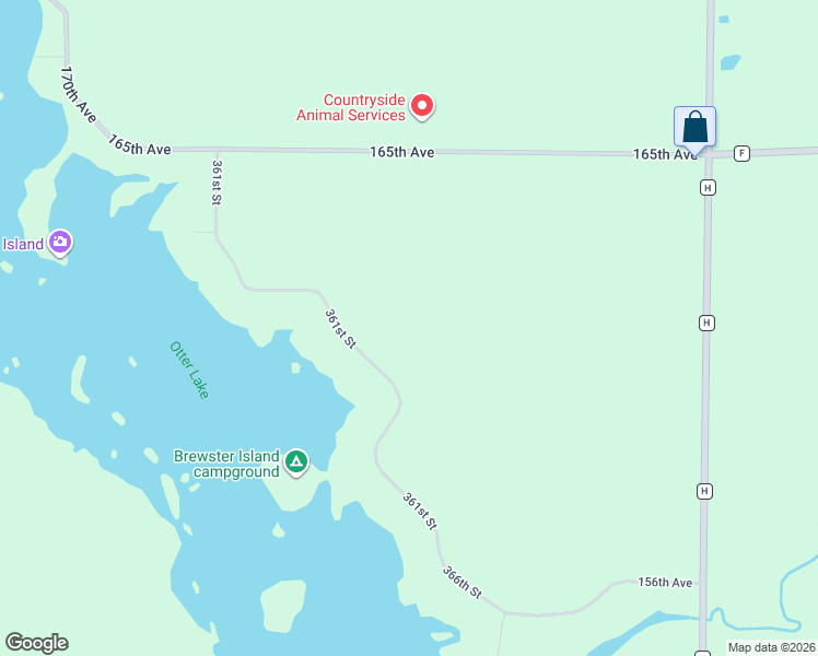 map of restaurants, bars, coffee shops, grocery stores, and more near 16110 361st Street in Stanley