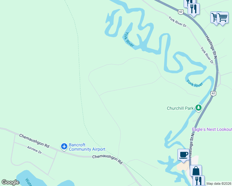 map of restaurants, bars, coffee shops, grocery stores, and more near 48 Nicklaus Drive in Bancroft