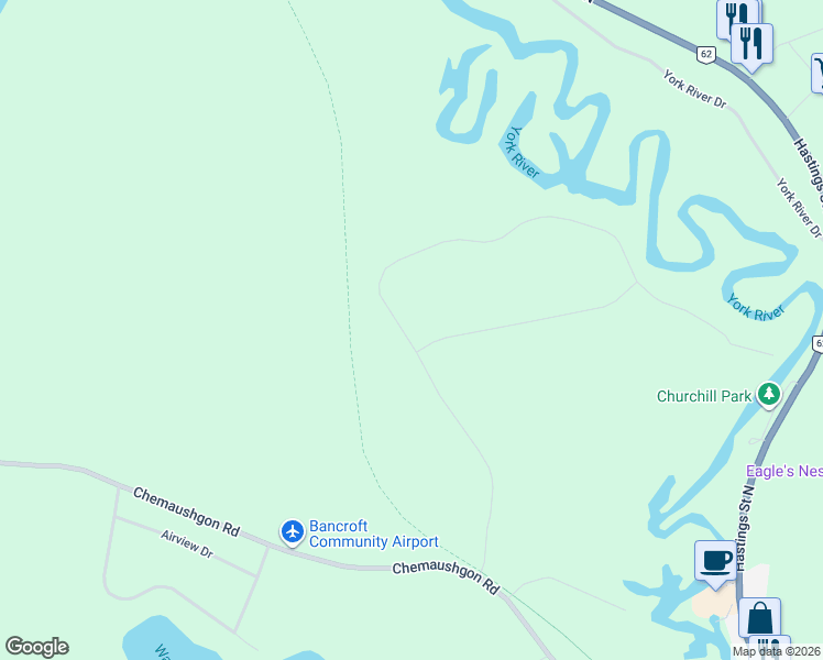 map of restaurants, bars, coffee shops, grocery stores, and more near 2 Preserve Road in Bancroft