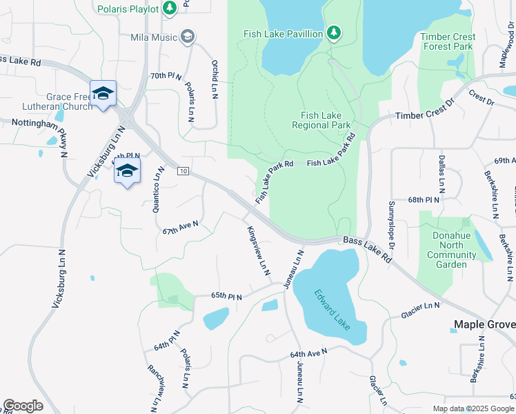 map of restaurants, bars, coffee shops, grocery stores, and more near 14900 Bass Lake Road in Maple Grove