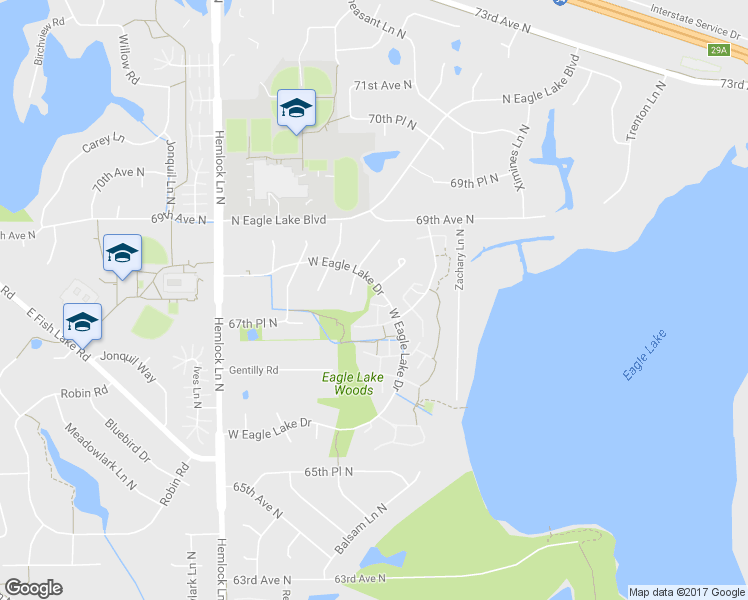 map of restaurants, bars, coffee shops, grocery stores, and more near 363 West Eagle Lake Drive in Maple Grove