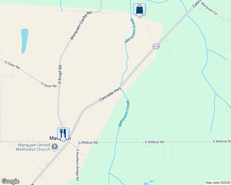 map of restaurants, bars, coffee shops, grocery stores, and more near 36864 Oregon 213 in Molalla