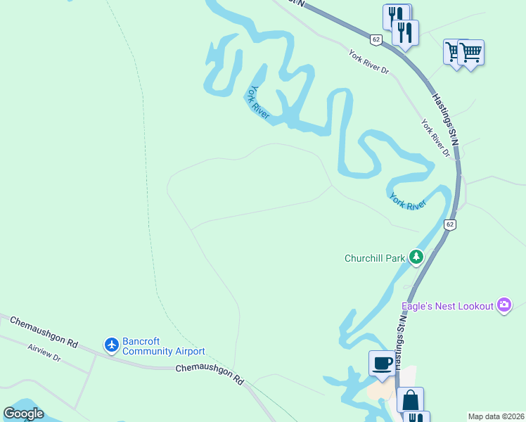map of restaurants, bars, coffee shops, grocery stores, and more near Bancroft Ridge Dr. in Bancroft