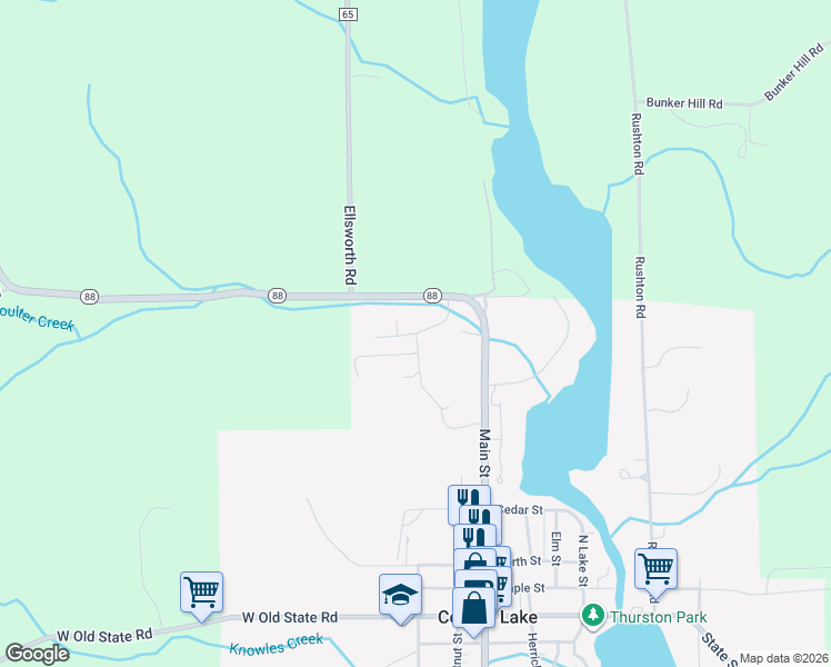 map of restaurants, bars, coffee shops, grocery stores, and more near 8145 Ridge Drive in Central Lake