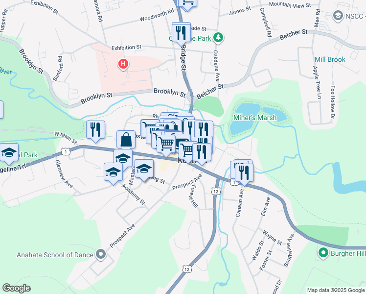map of restaurants, bars, coffee shops, grocery stores, and more near 373 Main Street in Kentville