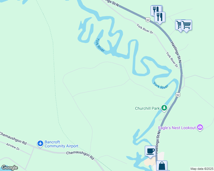 map of restaurants, bars, coffee shops, grocery stores, and more near 27 Bancroft Ridge Dr. in Bancroft