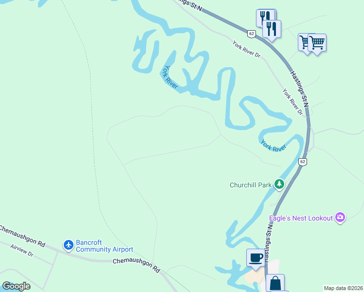 map of restaurants, bars, coffee shops, grocery stores, and more near Bancroft Ridge Dr. in Bancroft