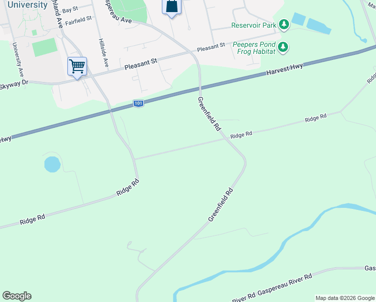 map of restaurants, bars, coffee shops, grocery stores, and more near 1306 Ridge Road in Wolfville
