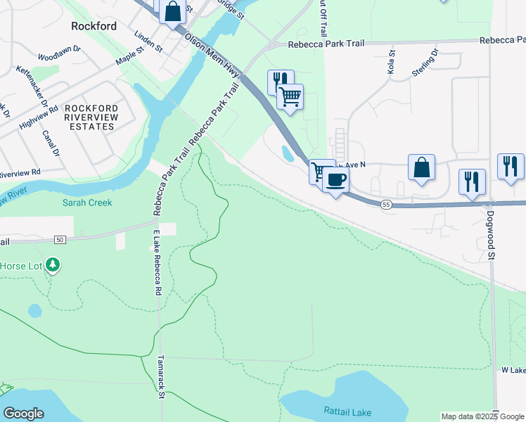 map of restaurants, bars, coffee shops, grocery stores, and more near in Rockford