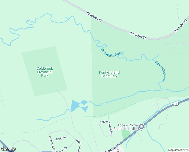 map of restaurants, bars, coffee shops, grocery stores, and more near Park Street in Kentville
