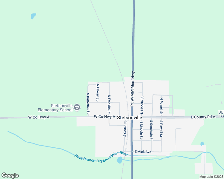 map of restaurants, bars, coffee shops, grocery stores, and more near 306 North Franklin Street in Stetsonville