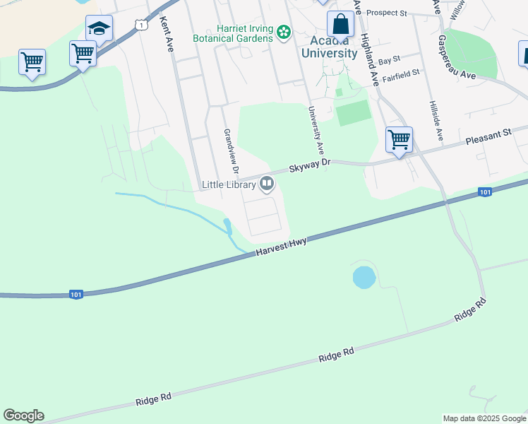 map of restaurants, bars, coffee shops, grocery stores, and more near 4 Glooscap Terrace in Wolfville