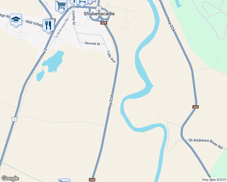 map of restaurants, bars, coffee shops, grocery stores, and more near 110 Highway 224 in Shubenacadie