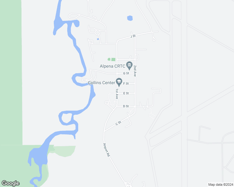 map of restaurants, bars, coffee shops, grocery stores, and more near 1st Avenue in Alpena