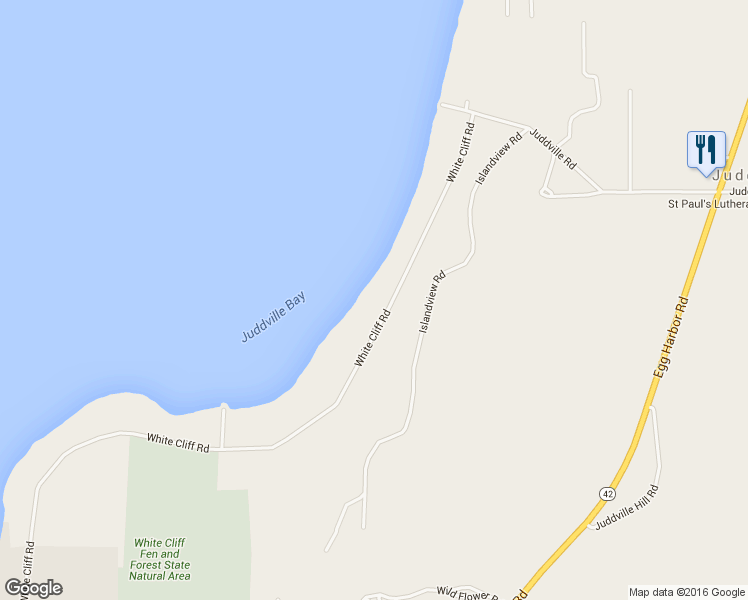 map of restaurants, bars, coffee shops, grocery stores, and more near 8429 White Cliff Road in Fish Creek