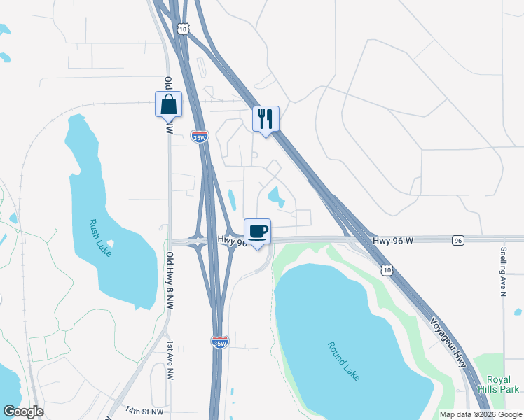 map of restaurants, bars, coffee shops, grocery stores, and more near 4593 Lisa Lane in Saint Paul