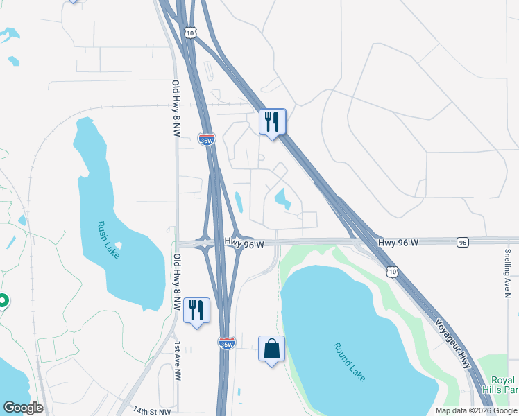 map of restaurants, bars, coffee shops, grocery stores, and more near 4593 Lisa Lane in Saint Paul
