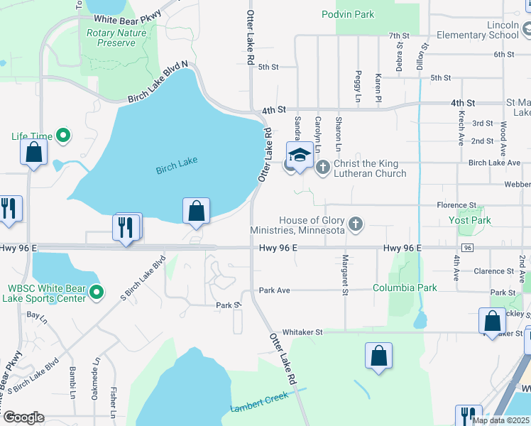map of restaurants, bars, coffee shops, grocery stores, and more near 4616 Otter Lake Road in White Bear Lake