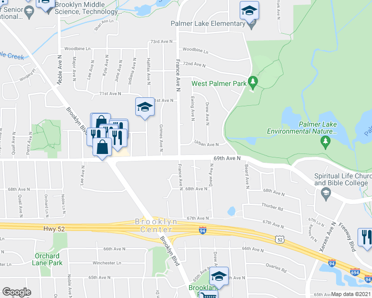 map of restaurants, bars, coffee shops, grocery stores, and more near 3813 Urban Avenue North in Minneapolis