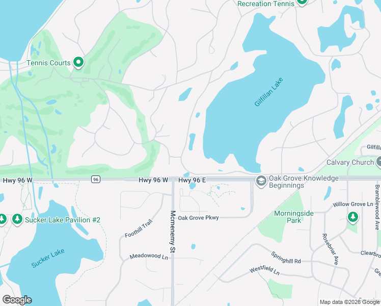 map of restaurants, bars, coffee shops, grocery stores, and more near 2 West Shore Road in North Oaks