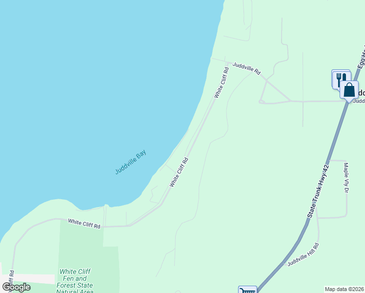 map of restaurants, bars, coffee shops, grocery stores, and more near 8429 White Cliff Road in Fish Creek