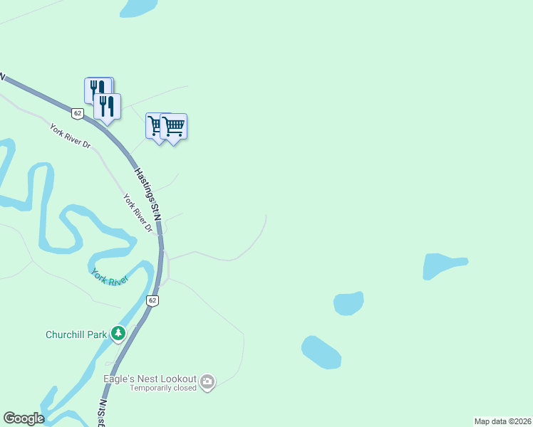 map of restaurants, bars, coffee shops, grocery stores, and more near 118 Moore Lane in Bancroft
