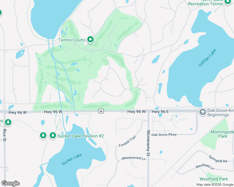 map of restaurants, bars, coffee shops, grocery stores, and more near 3 Swallow Lane in North Oaks