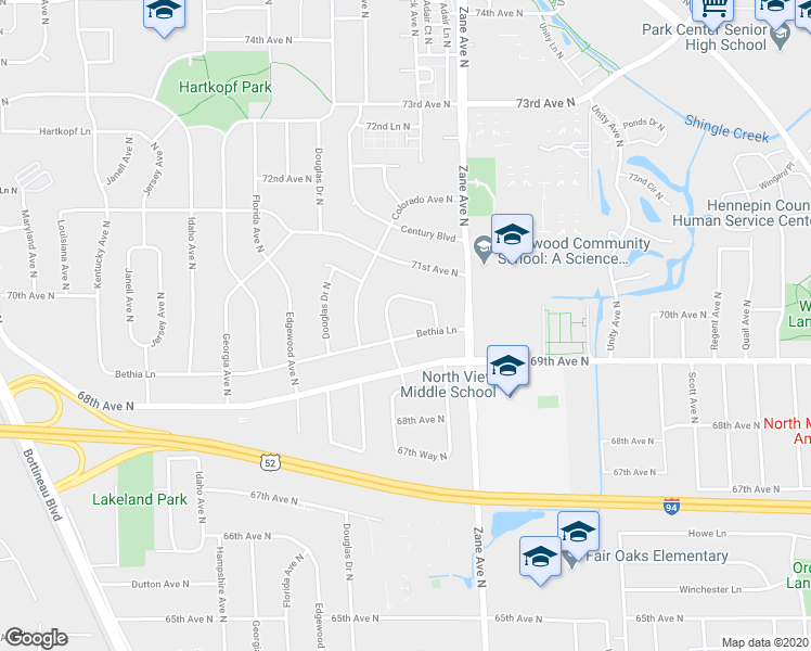 map of restaurants, bars, coffee shops, grocery stores, and more near 6024 Bethia Lane in Brooklyn Park