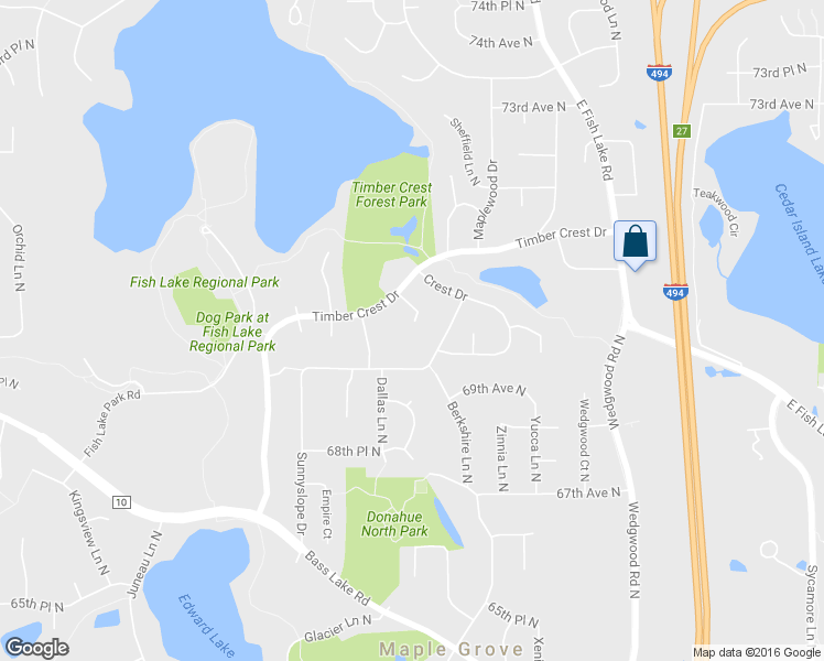 map of restaurants, bars, coffee shops, grocery stores, and more near 13921 71st Avenue North in Osseo