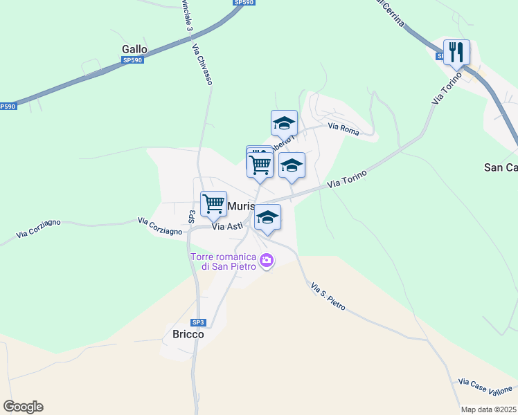 map of restaurants, bars, coffee shops, grocery stores, and more near 4 Via IV Novembre in Murisengo