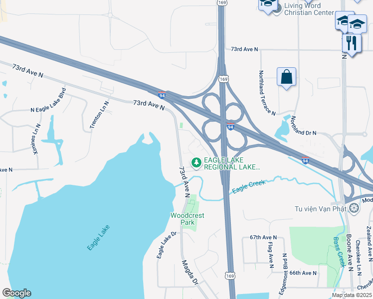 map of restaurants, bars, coffee shops, grocery stores, and more near 7020 Magda Drive in Maple Grove