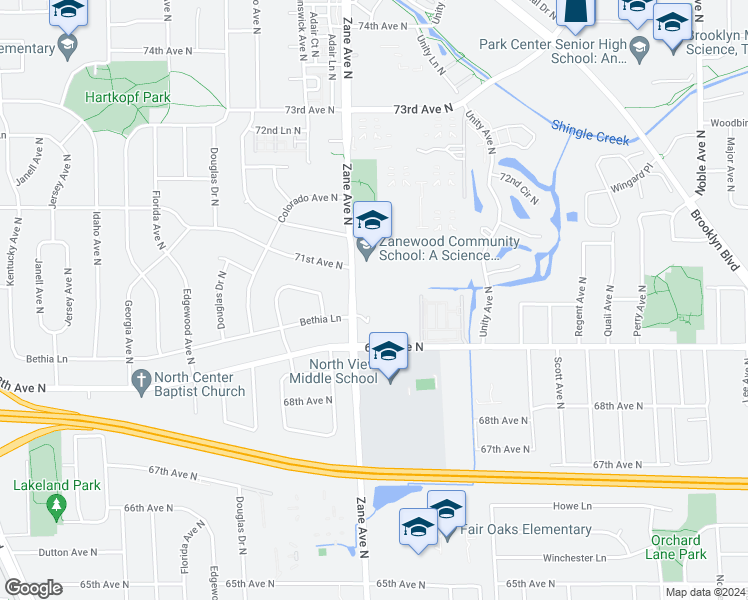 map of restaurants, bars, coffee shops, grocery stores, and more near in Brooklyn Park
