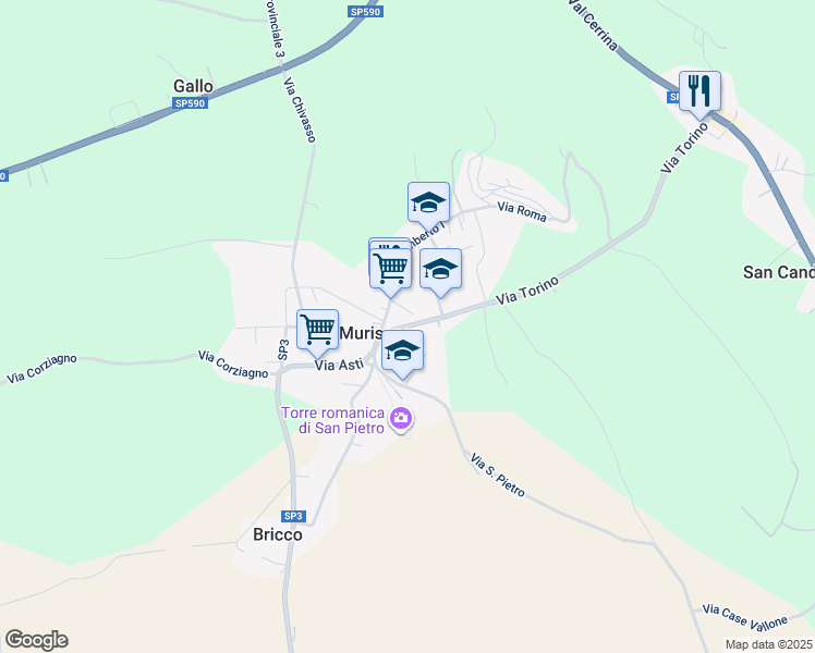 map of restaurants, bars, coffee shops, grocery stores, and more near 4 Via IV Novembre in Murisengo