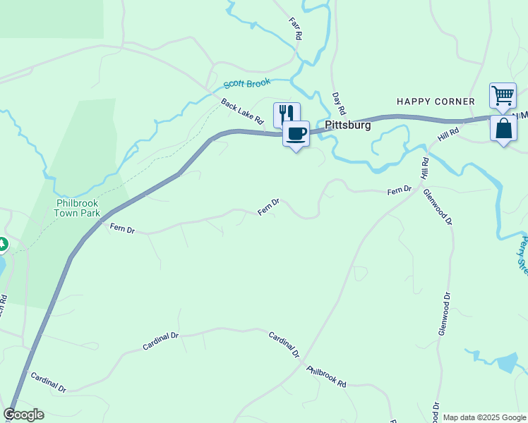 map of restaurants, bars, coffee shops, grocery stores, and more near Cardinal Dr in Pittsburg